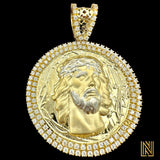 2.58” 14k Yellow Gold Jesus Face Medallion