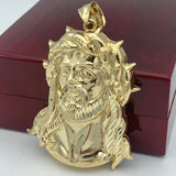 10K Yellow Gold Jesus Face Pendant (3D Thorns)
