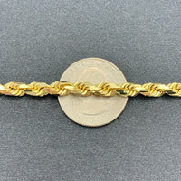 4.5MM 10K Yellow Gold Solid DC Rope Bracelet