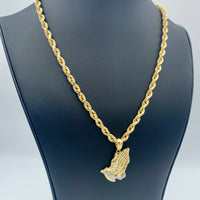 10K Yellow Gold ‘Praying Hands’ pendant - 1.75” tall