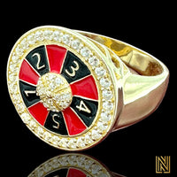14K Yellow Gold Enameled Casino Roulette Ring