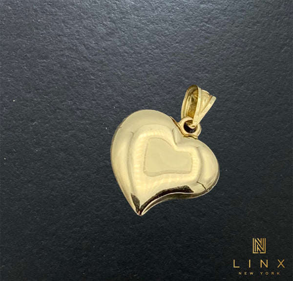 14K Yellow Gold Puffed Heart Pendant