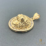 14K Gold and CZ Lion Head Pendant