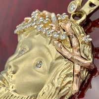 2.6” 14K Yellow and Rose Gold Jesus Face Pendant