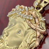2.6” 14K Yellow and Rose Gold Jesus Face Pendant