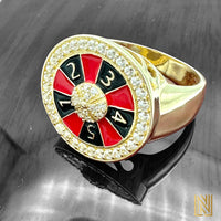 14K Yellow Gold Enameled Casino Roulette Ring