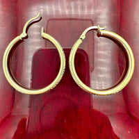 14k Yellow Gold Diamond Cut Hoop Earrings (2 sizes)