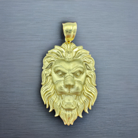 1.85” 14k Yellow Gold Lion Head Pendant