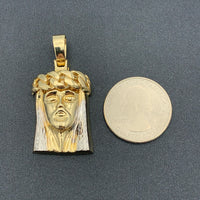 14K Yellow Gold Jesus Head Pendant