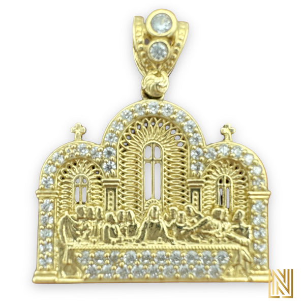 10K Yellow Gold and C/Z Last Supper Pendant